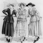 CHT233050 'Jersey costumes', illustration from 'Les Elegances Parisiennes' magazine, July 1916 (litho) (b/w photo) by French School, (20th century); Bibliotheque des Arts Decoratifs, Paris, France; (add.info.: designed by Coco Chanel (1883-1971);); Archives Charmet; French, it is possible that some works by this artist may be protected by third party rights in some territories